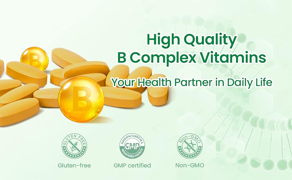 VBTOP Vitamin B Complex, with Vitamins B1, B2, B3, B5, B6, B12 120 Tablets feature detail 4