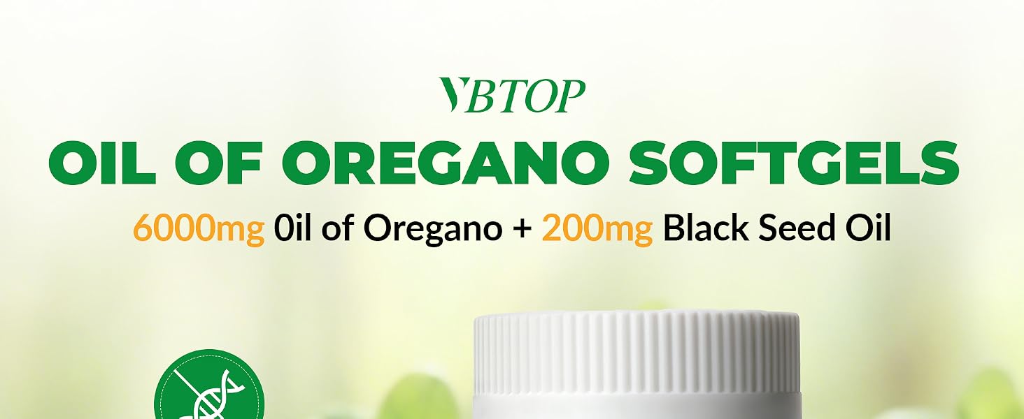 VBTOP Oregano Oil with Black Seed Oil, Vitamin C and Zinc, 90 Softgels feature detail 1