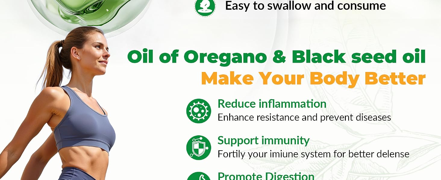 VBTOP Oregano Oil with Black Seed Oil, Vitamin C and Zinc, 90 Softgels feature detail 5