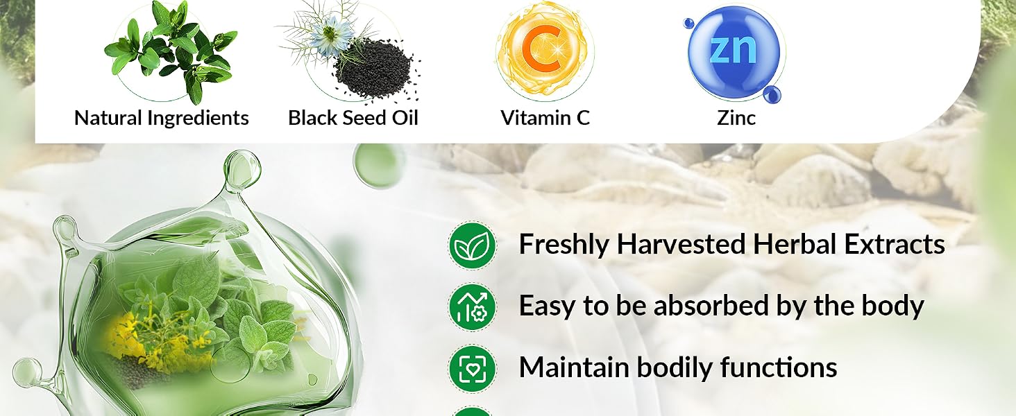 VBTOP 2 Bottles Oregano Oil with Black Seed Oil, Vitamin C and Zinc, 180 Softgels feature detail 4