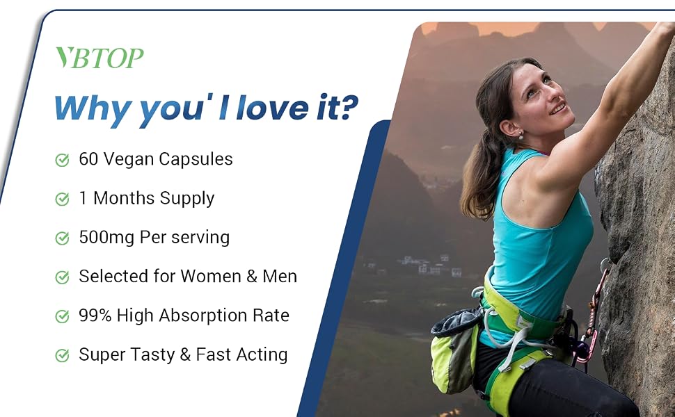 VBTOP NMN (Nicotinamide Mononucleotide) 500mg Supplement, 120 Vegan Capsules feature detail 4