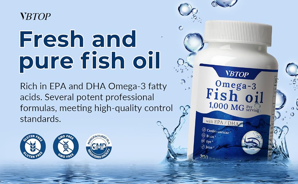 VBTOP Fish Oil Omega 3 Concentrate Supplement 1000 mg Rich in EPA and DHA feature detail 1