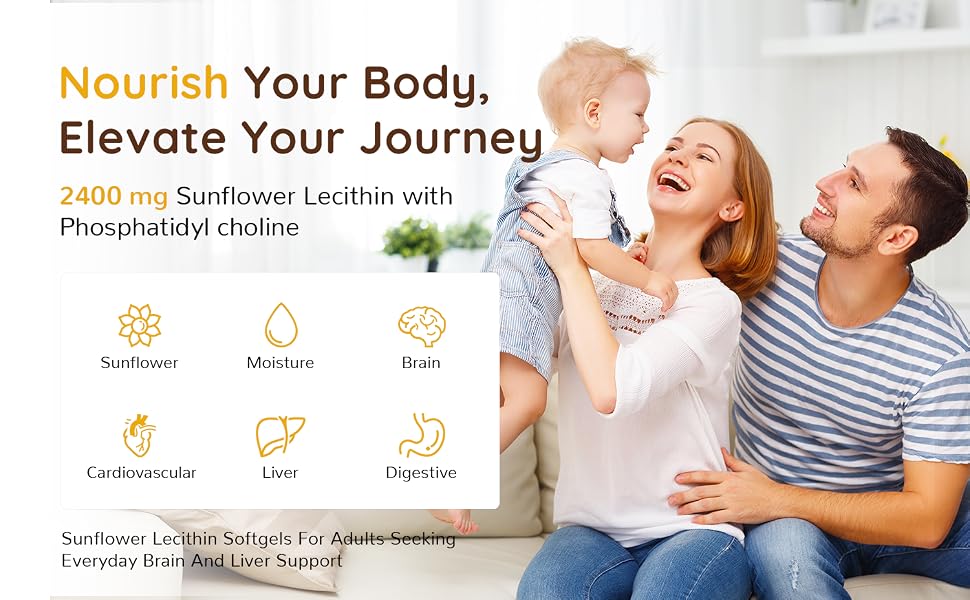 VBTOP Sunflower Lecithin 2400 mg 90 Softgels Rich in Phosphatidyl Choline feature detail 4